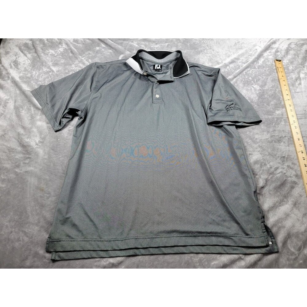 Footjoy FJ Men's Polo Shirt XL Black Birdseye pattern Jackson Hole Golf Club